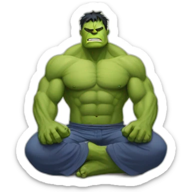 Hulk doing a meditation sticker
