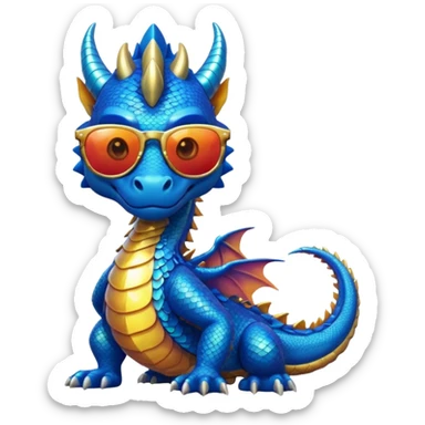 blue dragon wearing sunglasses sticker