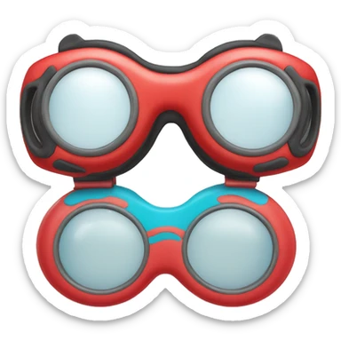 swimming goggles with red frame，cat-eye or spindle-like form sticker