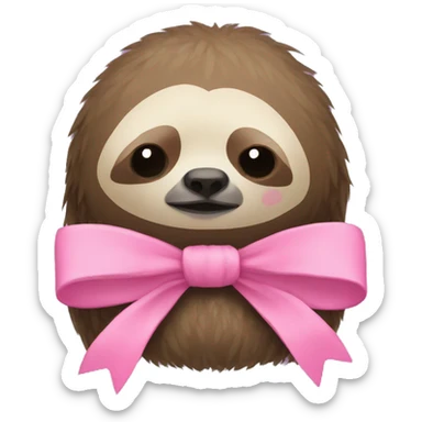 A pink bow on a sloth sticker