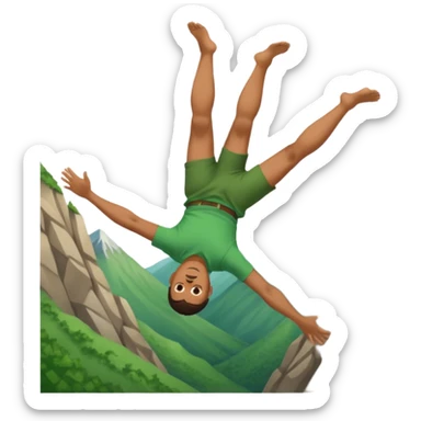 apple style emoji of a man falling head over heels past a mountain sticker