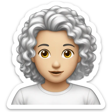 Garçon blanc cheveux noir avec fille noir cheveux long boucle sticker