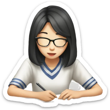 Korean Highschooler pretending to studying instagram sticker