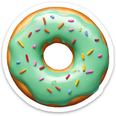 donut with light green glaze and colorful sprinkles sticker