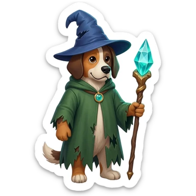 Dog wizard sticker
