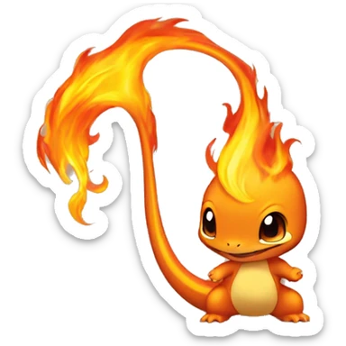 Charmander with a flame on its tail-tip sticker
