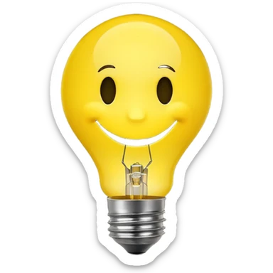 Smiley face with light bulb over its head sticker