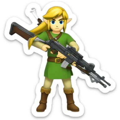 Link (Legend of Zelda) wielding an AR-15 sticker