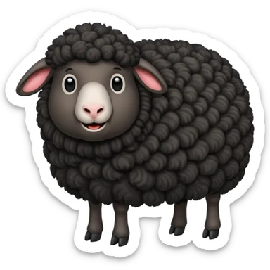 Oveja negra con el cuerpo entero de lado y cara graciosa  sticker