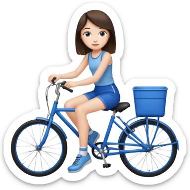1 girl seating be side of boys bike sticker