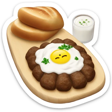 Bosnian cevapi with somun and kaymak without egg sticker