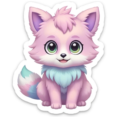 Kawaii pastel colorful ethereal anthro fursona Fakemon sticker