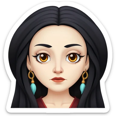 Bruja blanca con cabello largo negro y piel blanca  sticker