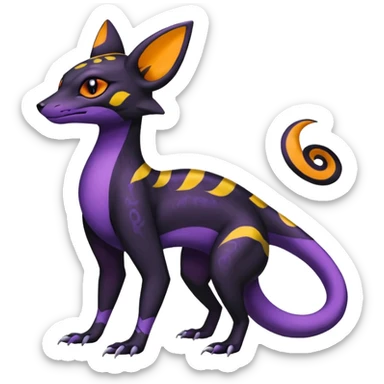 Rare epic aesthetic colorful Salandit-Noibat-Umbreon-Genet-species-Fakemon-hybrid-creature, with markings, full body sticker