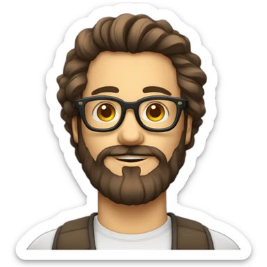 Geek avec des lunettes et cheveux brun avec barbe uniquement bas sans moustache et des cheveux lisse sticker