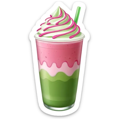 iced strawberry matcha latte sticker