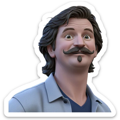 man with mustache outdoors sticker