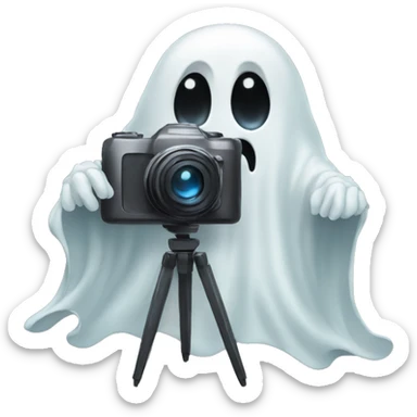 Ghost holding a camera drawing sticker