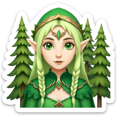 female elf character with forest attire sticker