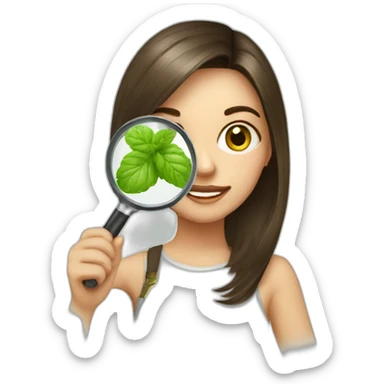 brunette girl + magnifying glass + mojito sticker