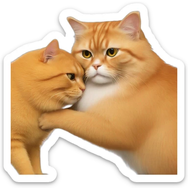 Orange persian cat hugs a capibara sticker