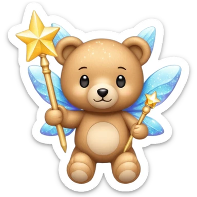 Fairy teddy with wand sticker