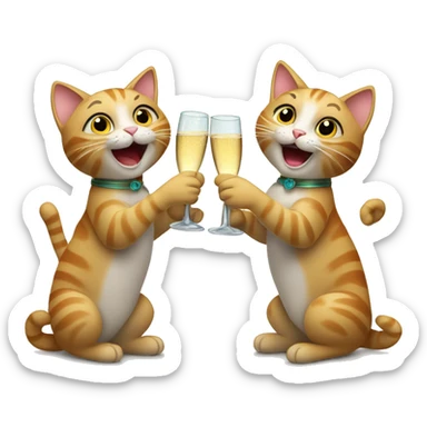 two cats cheerings champagne sticker