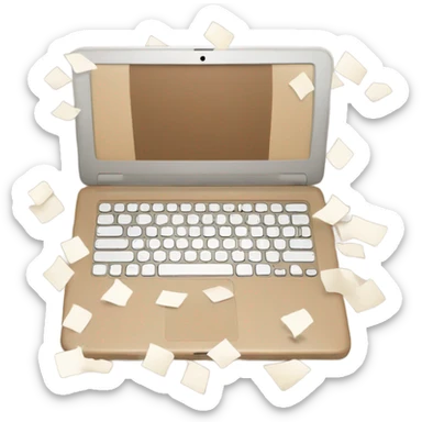 A muted brown laptop adorned with chic beige and white stickers sticker