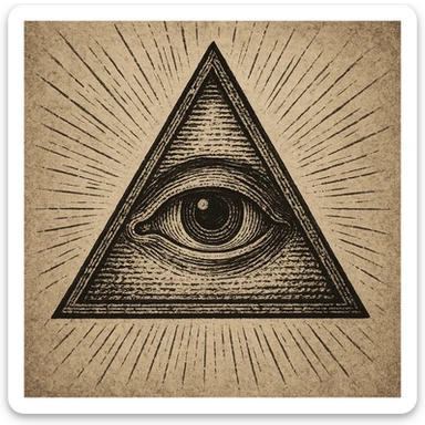 the Illuminati symbol, an eye inside a triangle, mysterious and iconic sticker