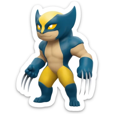 Trico-Sergal-Furret-Wolverine-Vernid-fusion-Fakemon-animal-hybrid-creature, full body sticker