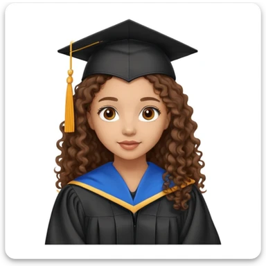 lightskin girl graduating long brown curly hair and brown eyes sticker