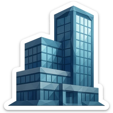 polygonal low-poly style corporate office building with geometric shapes sticker