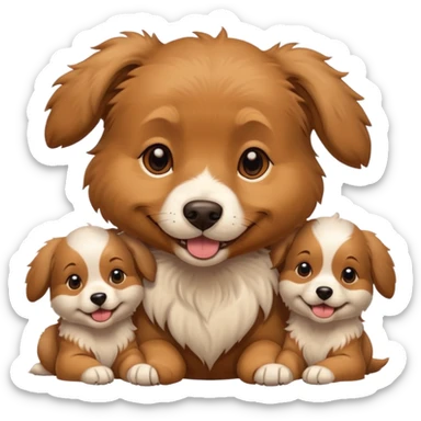 dog with its puppies sticker