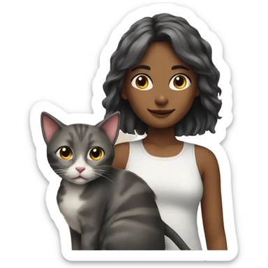 A girl and a cat  sticker