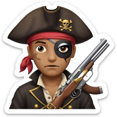 Pirates full  patch on left eye hoarding a gun sticker