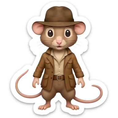 🐀 full body rat wearing Indiana jones hat sticker