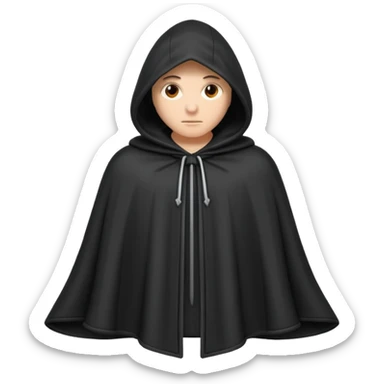 hooded cloak object icon, dark fabric cloak with deep hood, fantasy style, soft folds, 3D cartoon, mobile game icon style, centered, clean background, soft shadow, no text, no watermark
 
 sticker