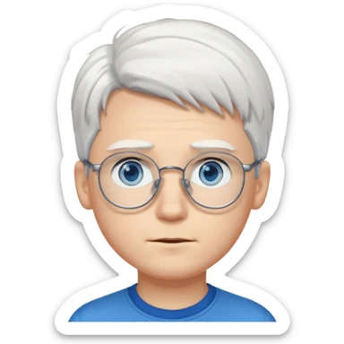 young boy with white hair and glasses sticker