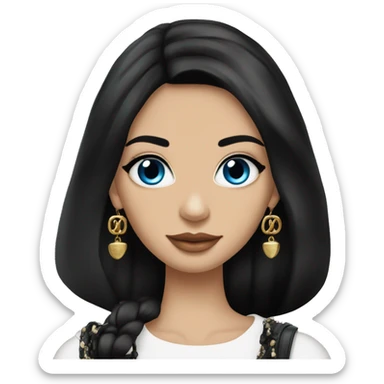 Beautiful girl, Black hair, Straight hair, Long hair, Blue eyes, Russian,Gypsy,model, with chanel bag sticker