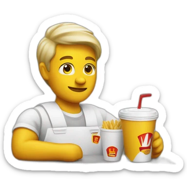  white worker at mcdonalds sticker