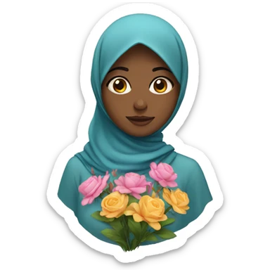 Muslim girl with flowers  sticker