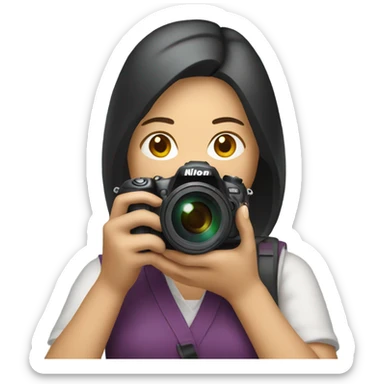 asian woman holding a nikon camera sticker