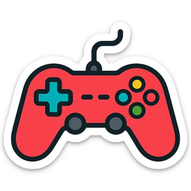 gamepad, lineal color icon style, clean lines, vibrant color fill, modern and playful, suitable for app icon sticker
