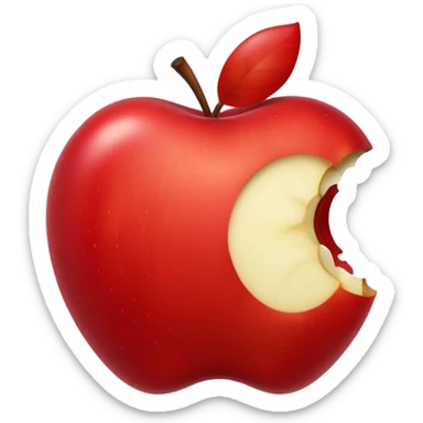 Red apple with a bite taken out of ot sticker
