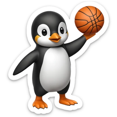 Penguin spinning a basketball sticker
