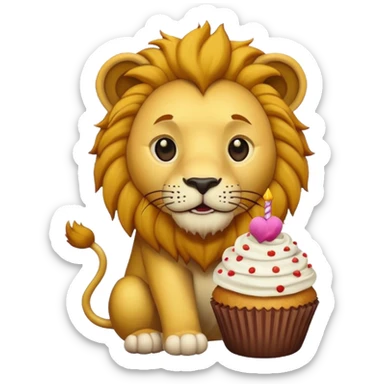 lion with cupcake sticker