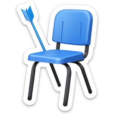 blue school plastic chair with arrow pointing away sticker