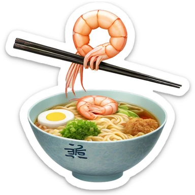 shrimp ramen bowl with pork and fishcake chopsticks  sticker