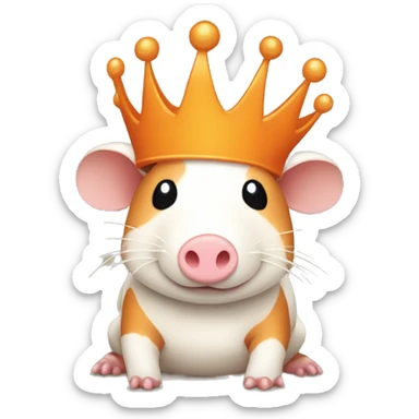 Orange and white piebald chubby round armadillo pig panda centipede armadillo wearing a crown sticker