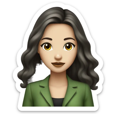 Chic de piel blanca ojos verdes y cabello chino color café obscuro  sticker
